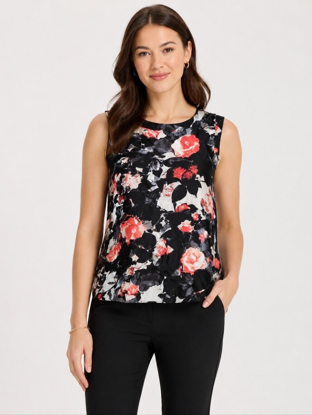 424 Fifth Lord&Taylor Women's Floral Sleeveless Blouse Size Medium